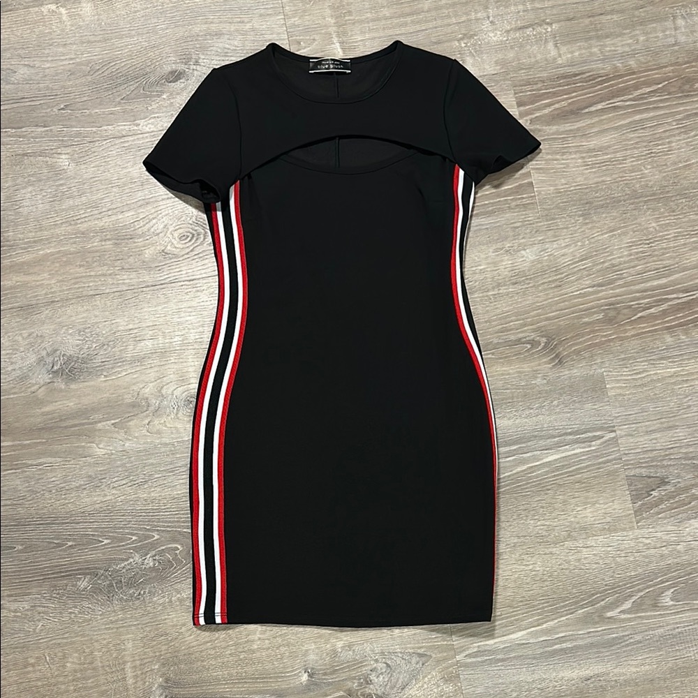 Blue Blush Black and Red Bodycon Mini Dress